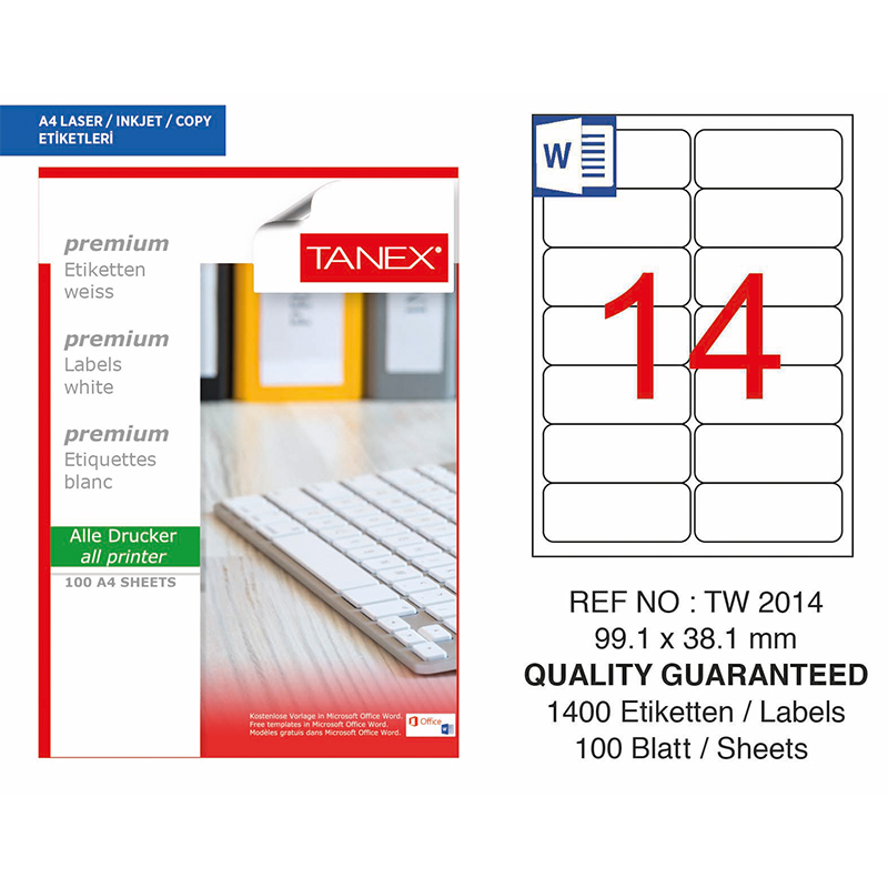 TANEX 99,1x38,1 LASER ETİKET TW-2014
