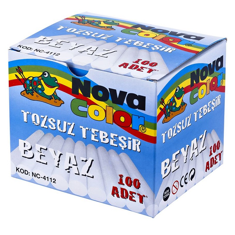 NOVA COLOR TOZSUZ TEBEŞİR 100 LÜ BEYAZ NC-4112