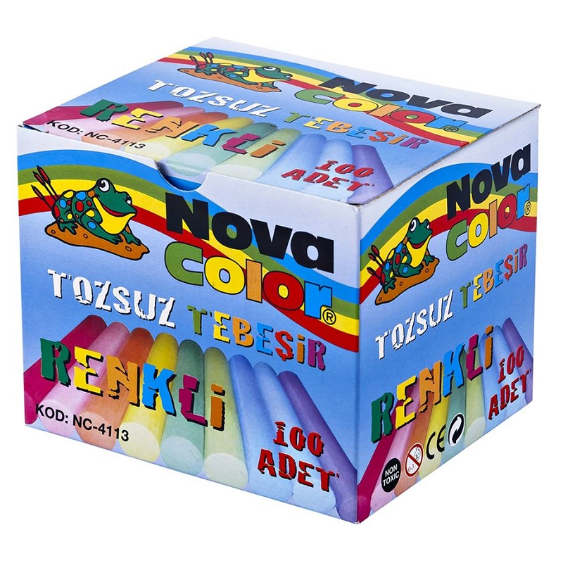NOVA COLOR TOZSUZ TEBEŞİR 100 LÜ RENKLİ NC-4113